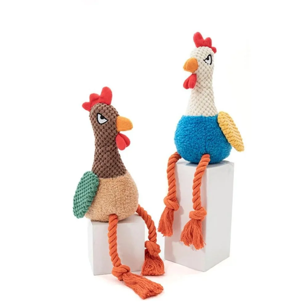 Plush Chicken Dog Squeak Toy with Cotton Rope – Fun Chew & Play for Pets