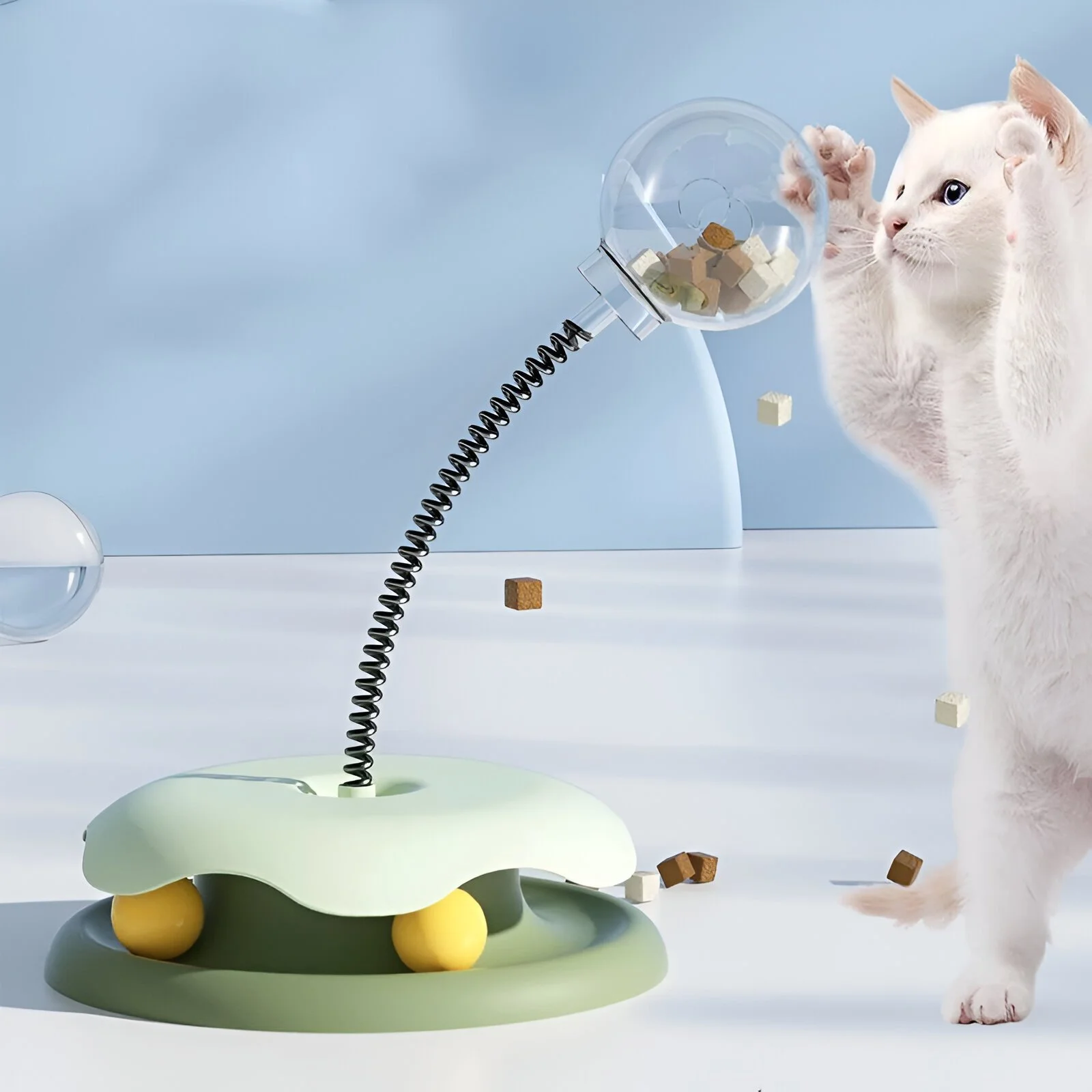 Interactive Cat Toy Set – Turntable Ball & Leaky Food Tunnel