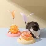 Interactive Cat Toy with Turntable Ball and Teasing Stick