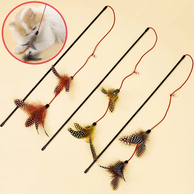 Interactive Cat Feather Teaser Stick with Bell – Fun Playtime Toy