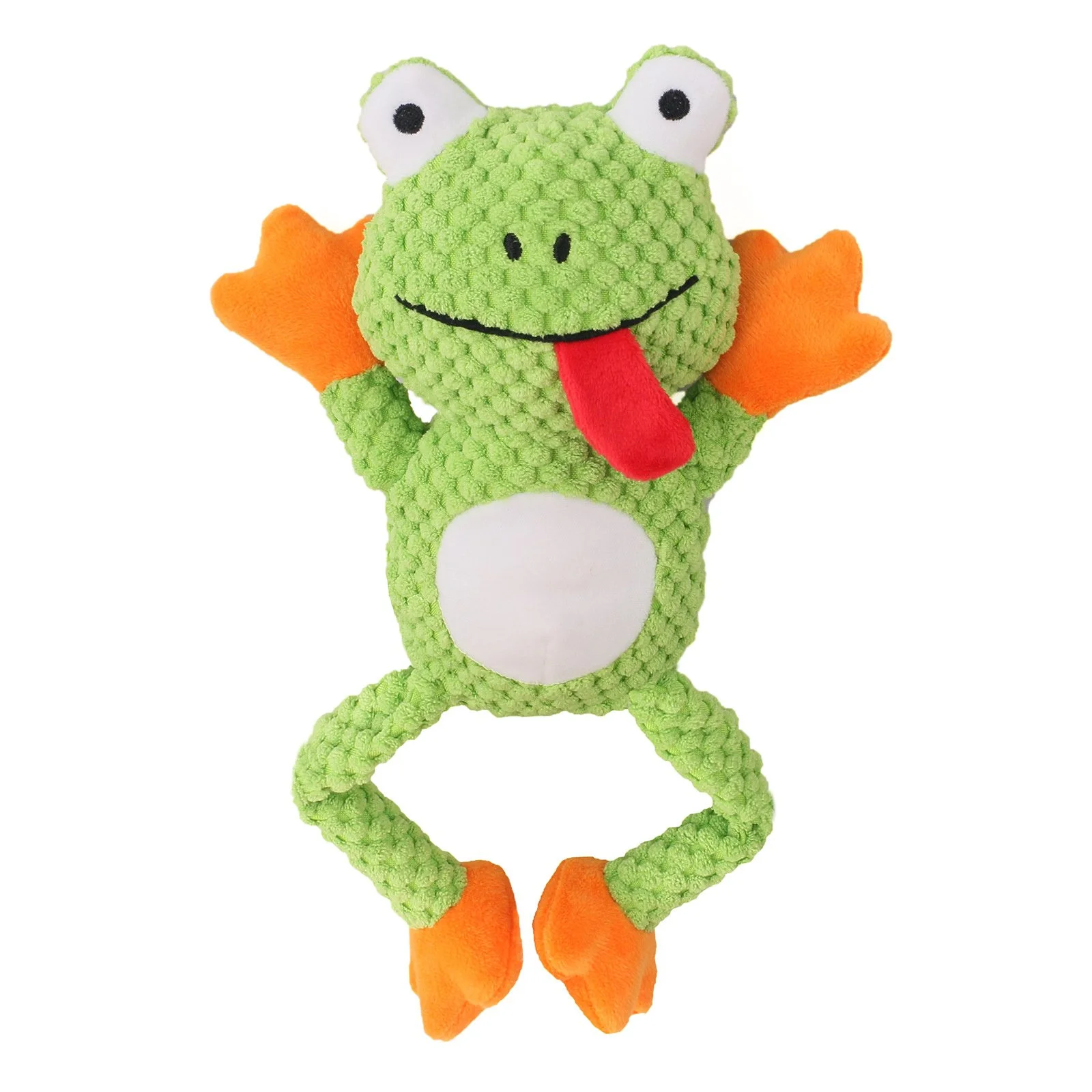 Chew-Resistant Plush Frog Dog Toy with Squeaker for Stress Relief & Play