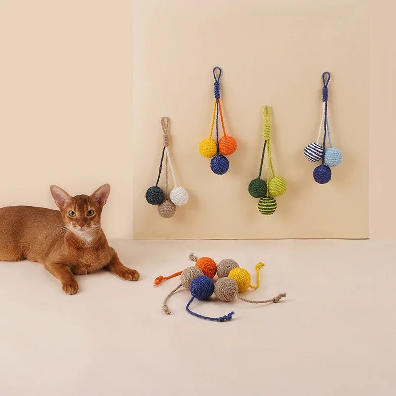 Colorful Sisal Cat Toy Ball - Interactive Chew and Training Game