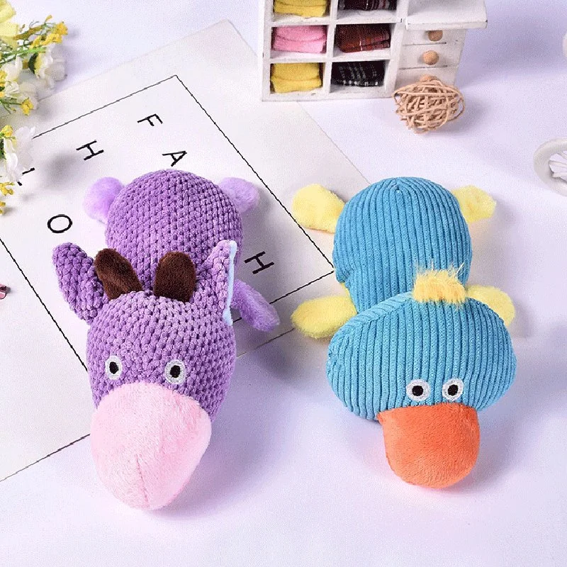 Interactive Plush Chew Toy for Dogs and Cats - Cow & Duck Shapes