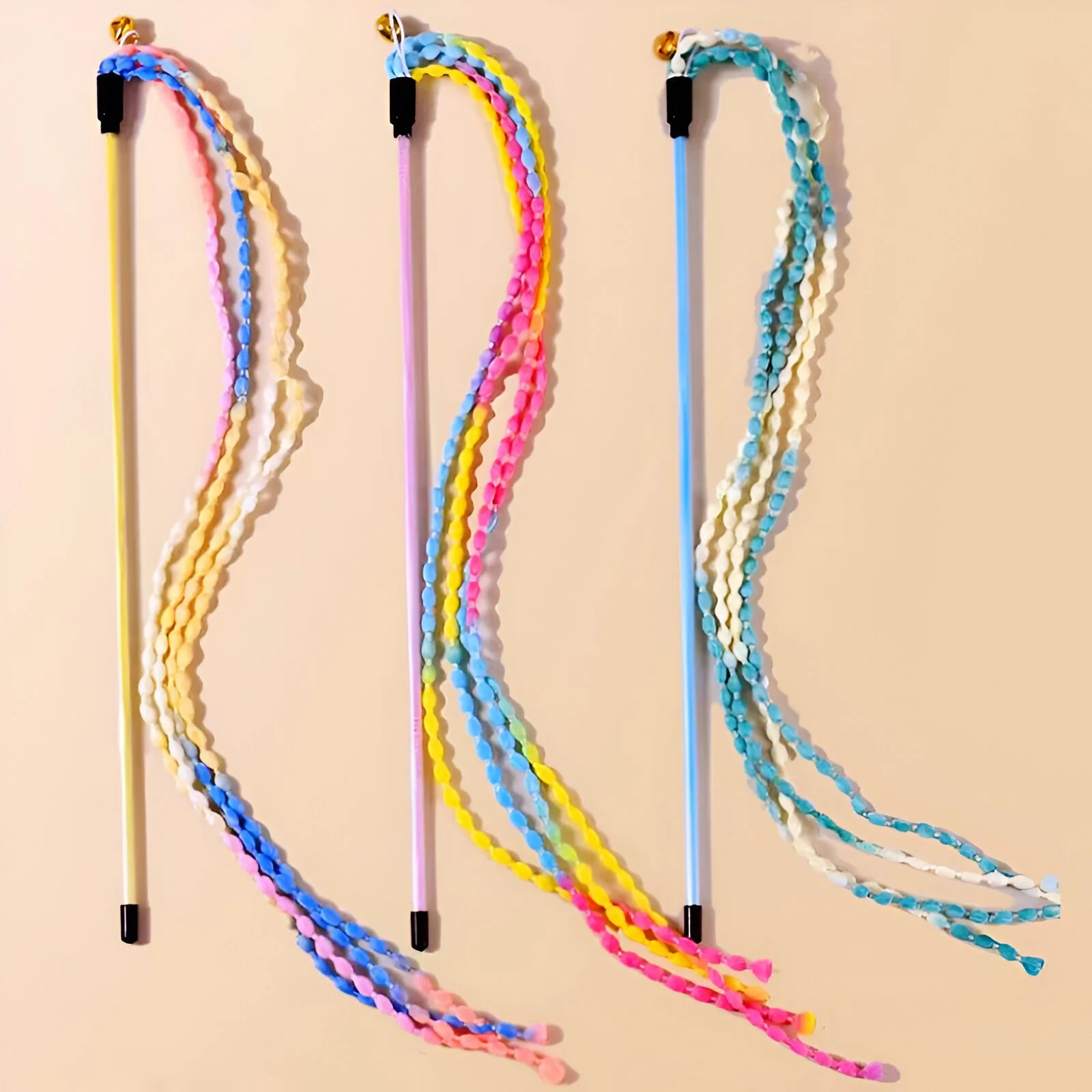 Interactive Plush Tassel Cat Toy with Feathers and Bell