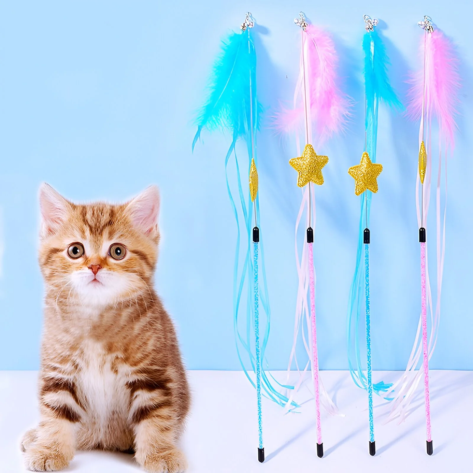 Interactive Feather Tassel Teaser Toy for Cats