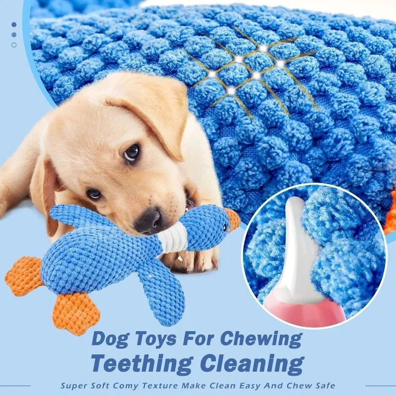 Indestructible Plush Dog and Cat Chew Toy with Squeak
