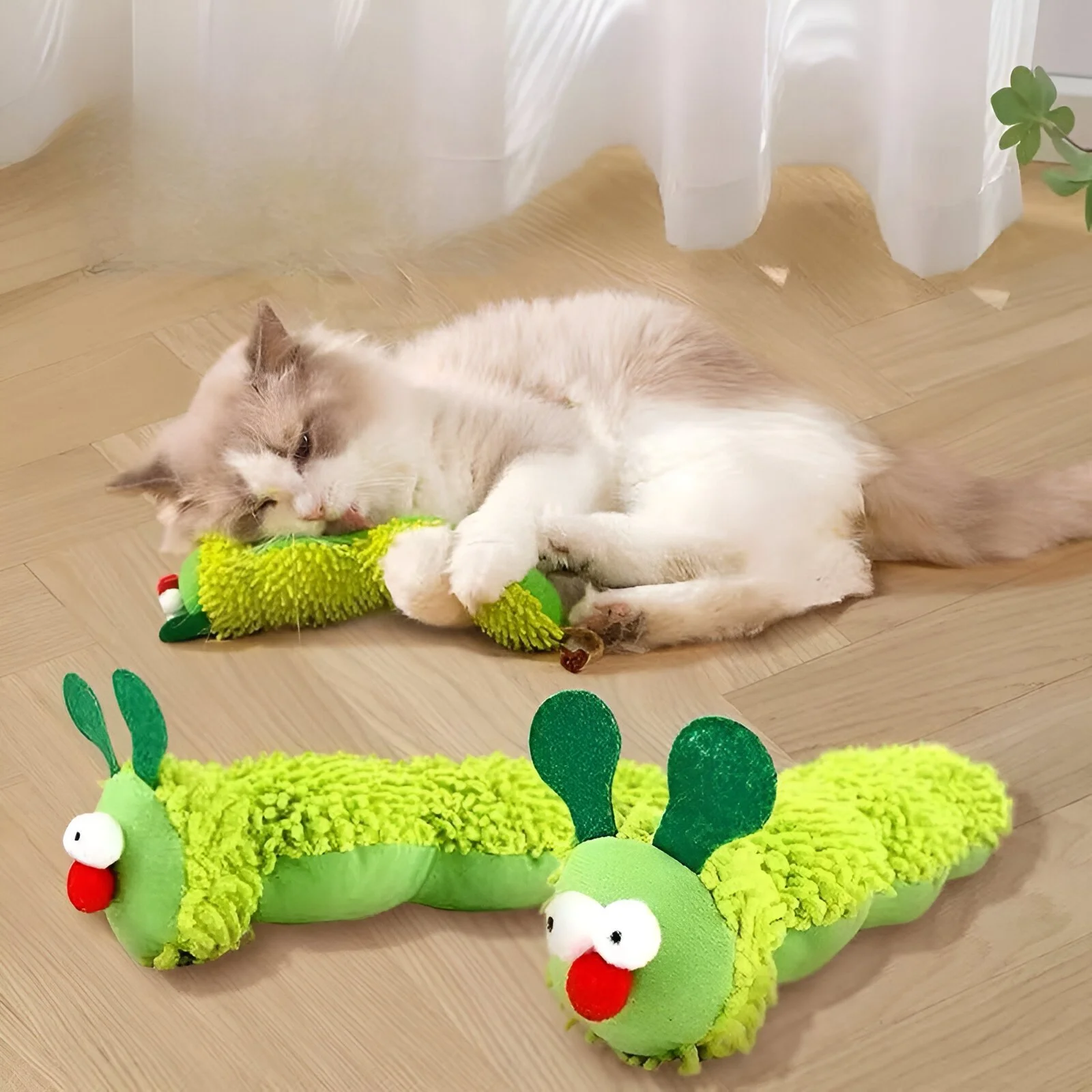 Interactive Cat Chew Toy Caterpillar with Catnip for Dental Health