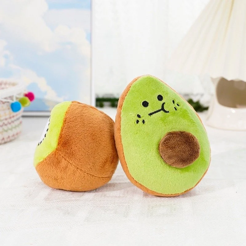 Plush Avocado Pet Toy – Squeaky Interactive Chew & Teeth Cleaning Toy