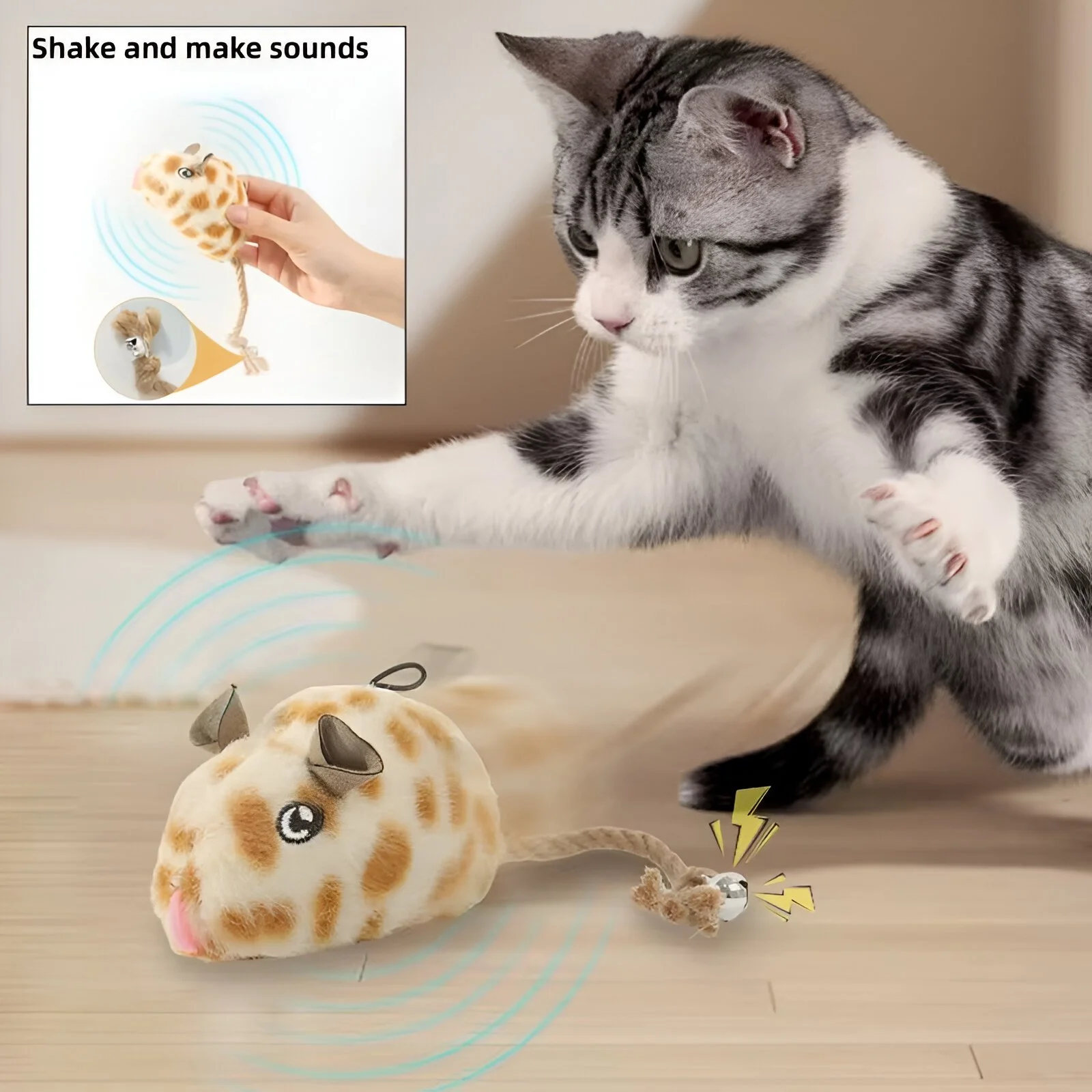 Interactive Mouse Cat Toy with Bell – Fun and Durable Self-Playing Teasing Toy for Cats