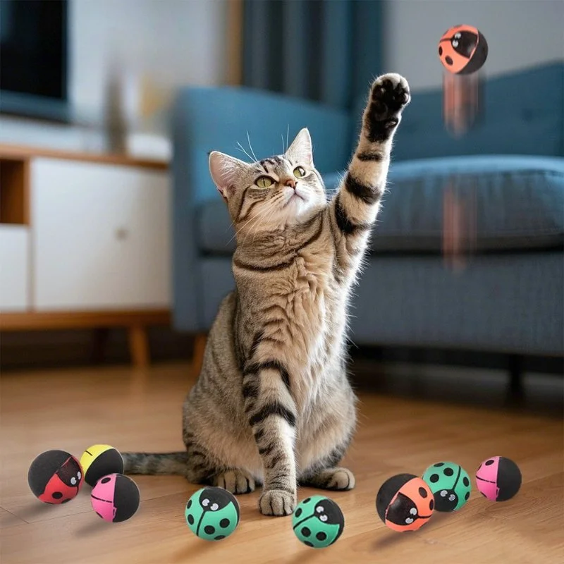 Interactive Insect Bouncing Ball Cat Toy - High Elasticity Rubber Chase Rolling Toy