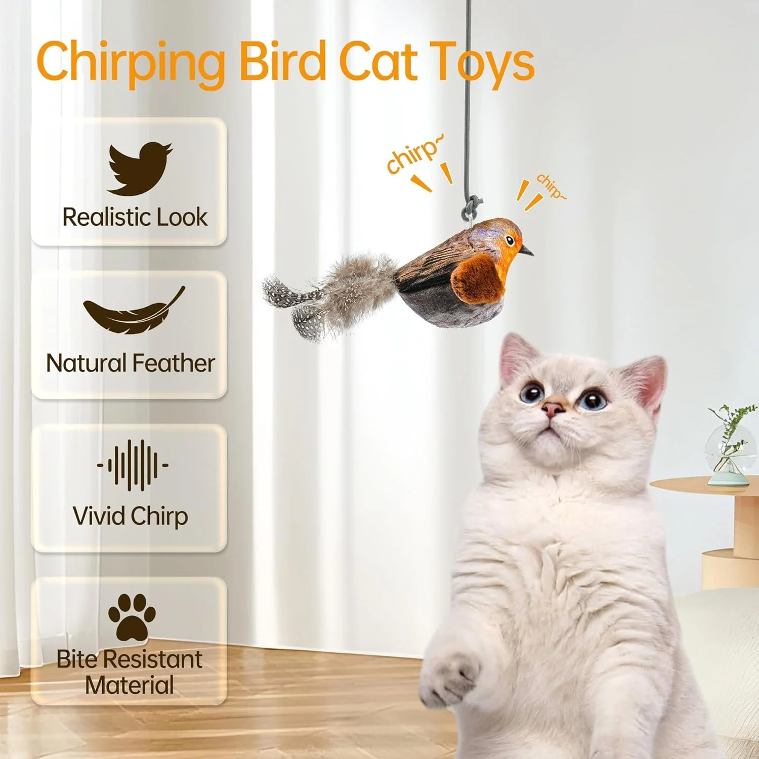 Interactive Bird Teasing Toy for Cats – Fun Catnip Wall Hanging Toy with Bird Sounds