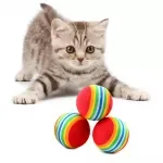Rainbow Cat Toy Balls – Set of 3 Durable Rubber Play Balls for Cats
