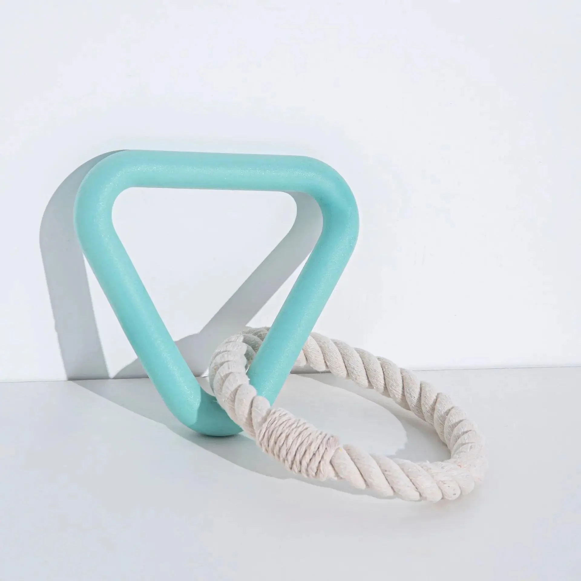 TPR Rubber Triangle Dog Toy with Rope - Chew Resistant Tug Toy