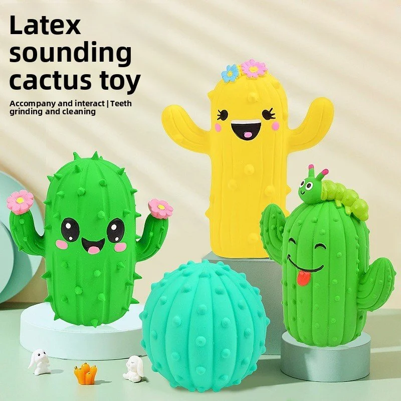 Cute Cactus Dog Chew Toy with Squeaker – Interactive & Bite Resistant