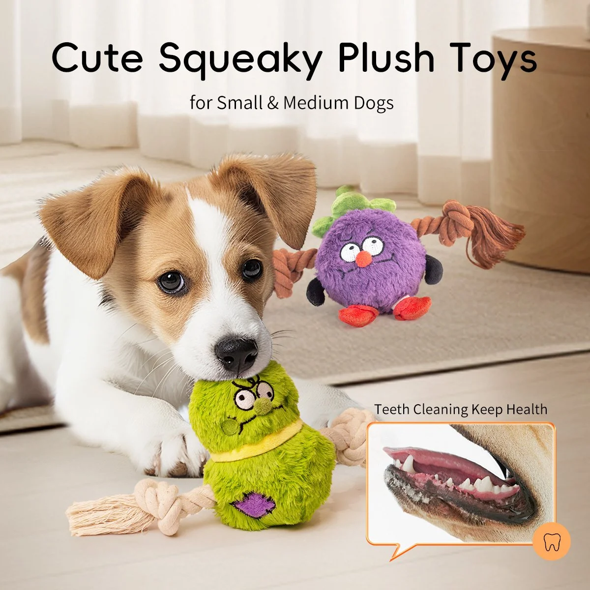 Plush Squeaky Dog Chew Toy with Crinkle Paper for All Breeds