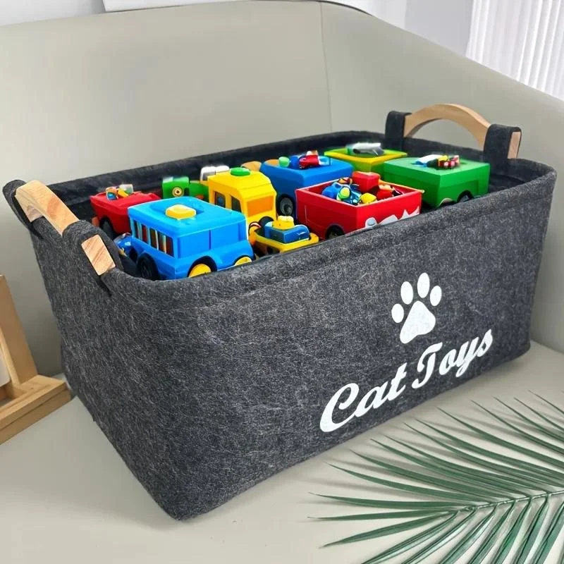 Stylish Felt Pet Toy Storage Basket – Multi-Purpose Organizer for Pets & Home