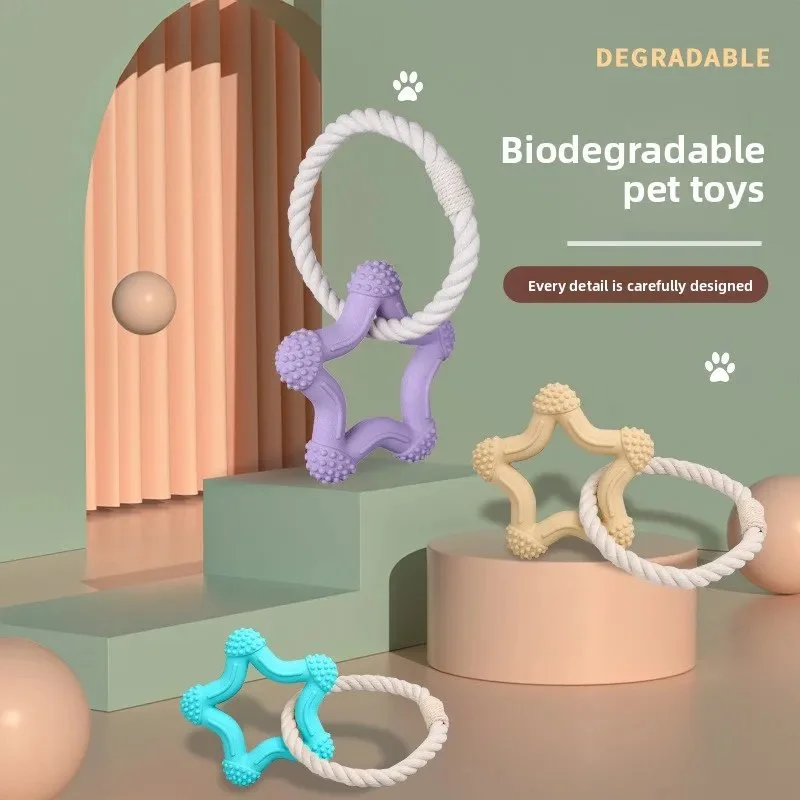Interactive Pentagram Rope & Rubber Chew Toy for Dogs