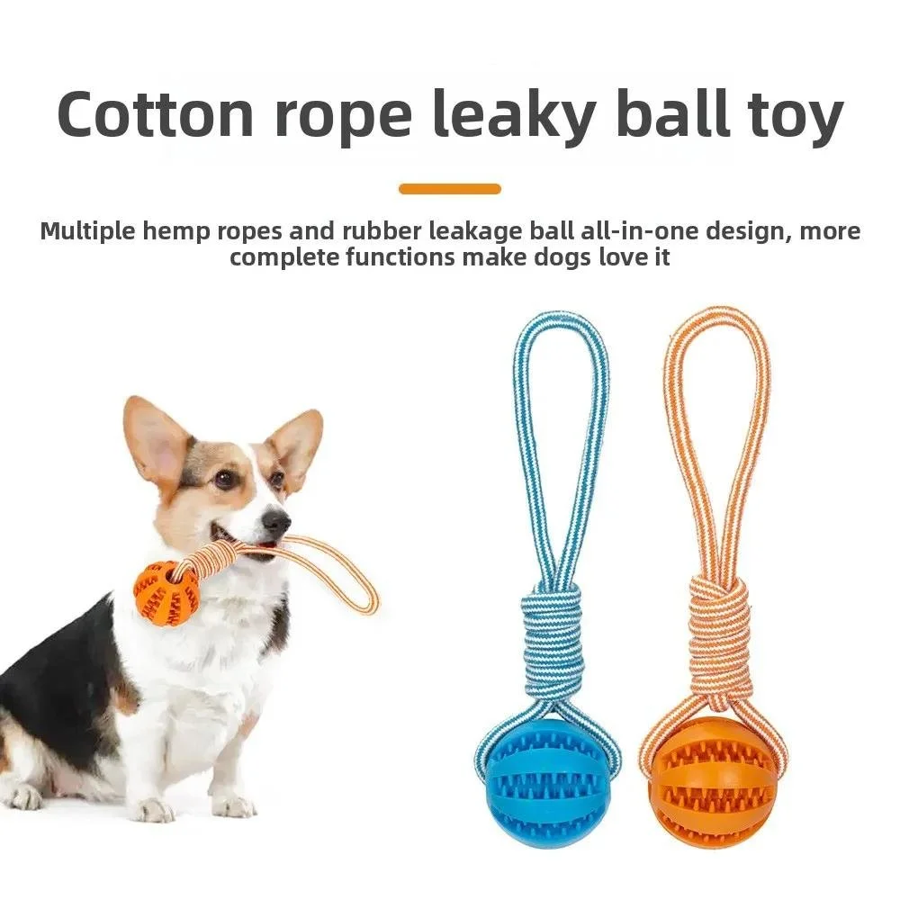 Interactive Dog Chew Ball with Pull Rope & Treat Dispenser