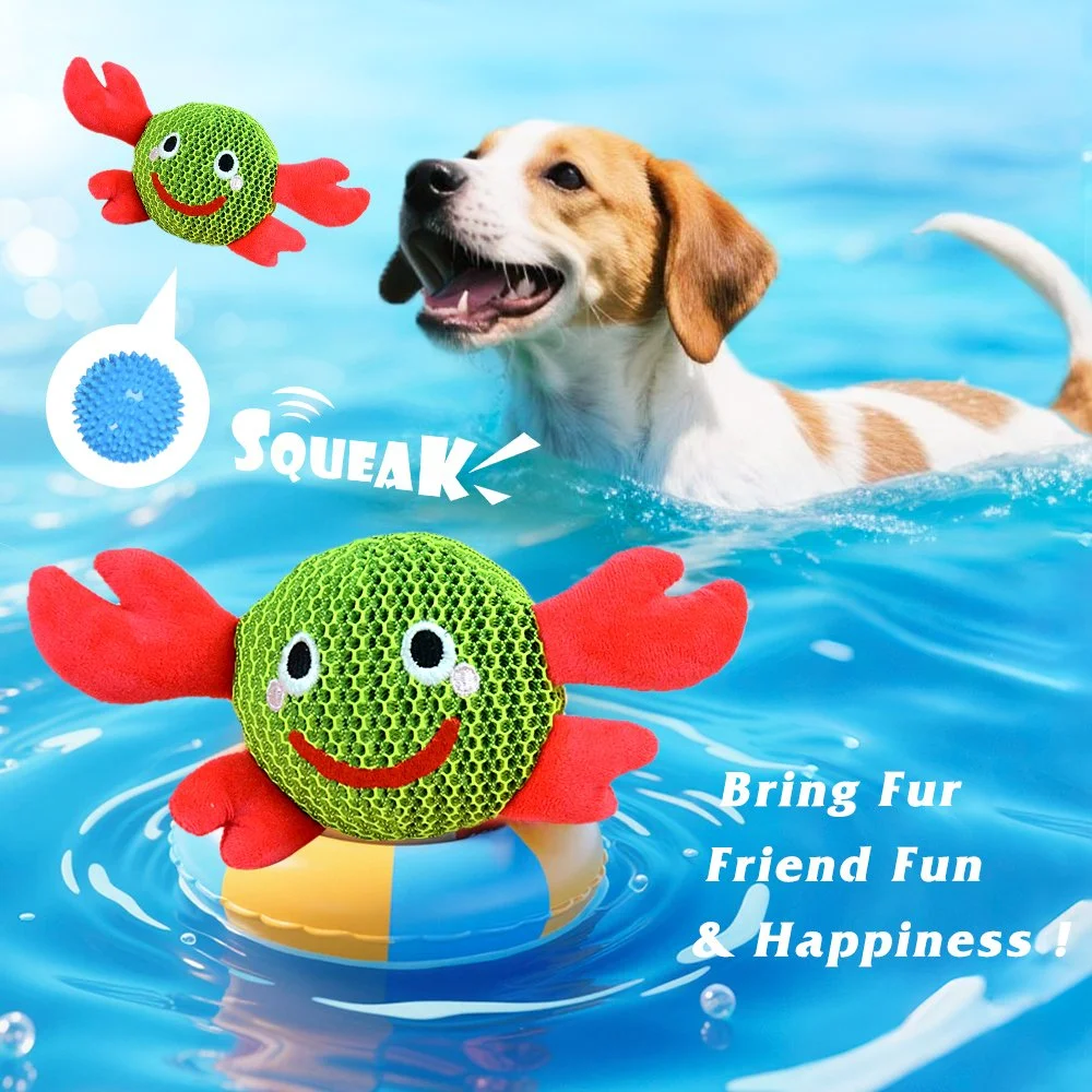 2-in-1 Monster & Crab Dog Toy with Squeaker and Spiky Ball