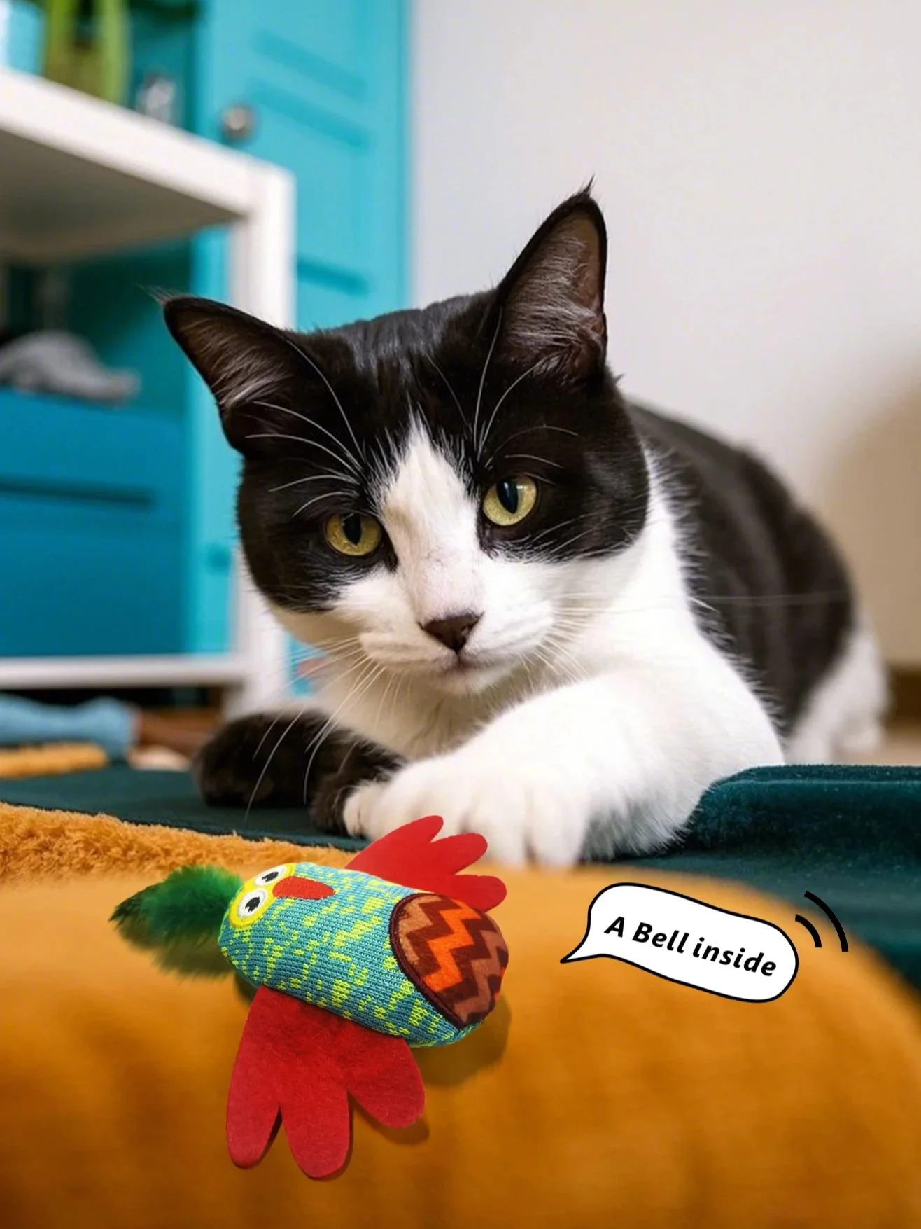 Feather Owl Cat Toy with Bell Sound