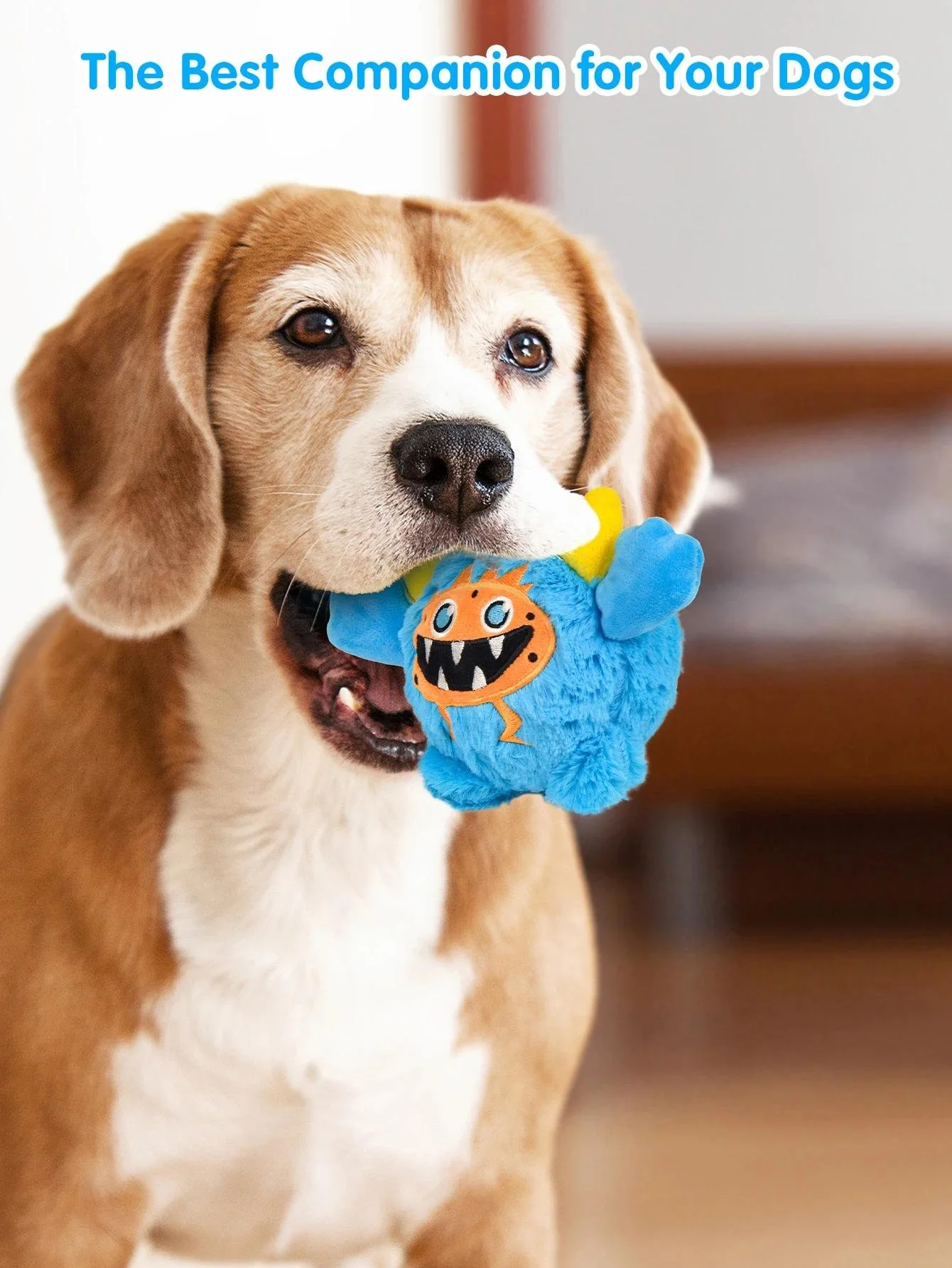 Interactive Plush Dog Ball Toy with Squeaker