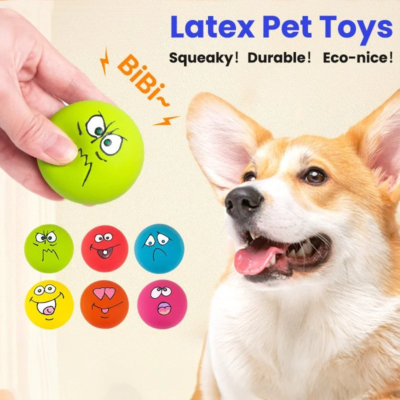 Latex Dog Squeaky Balls – Interactive Chew Toys for Puppies & Small Dogs