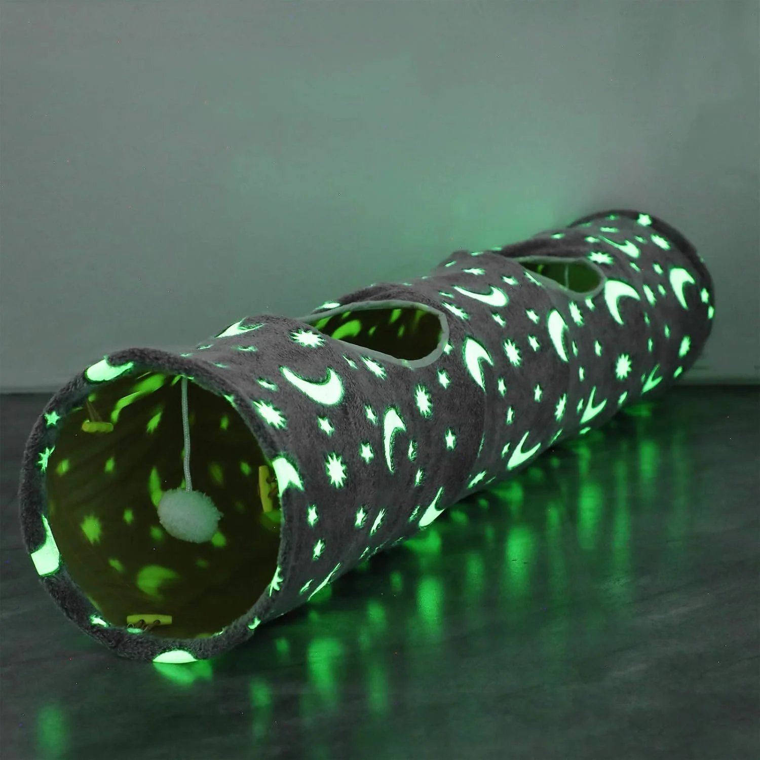 Glow in the Dark Collapsible Cat Tunnel with Plush Toy Ball