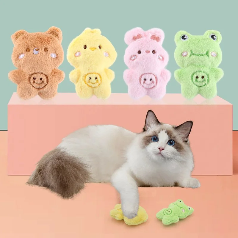 Interactive Plush Cat Toy with Catnip – Cartoon Animal Bite Toy