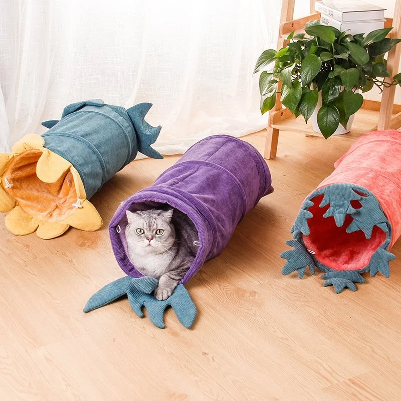 Plush Folding Tunnel & Cozy Sleeping Bag for Cats and Small Dogs