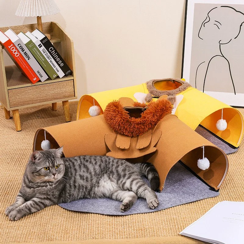 Collapsible Cat Tunnel Toy with Plush Ball for Indoor Cats & Small Pets