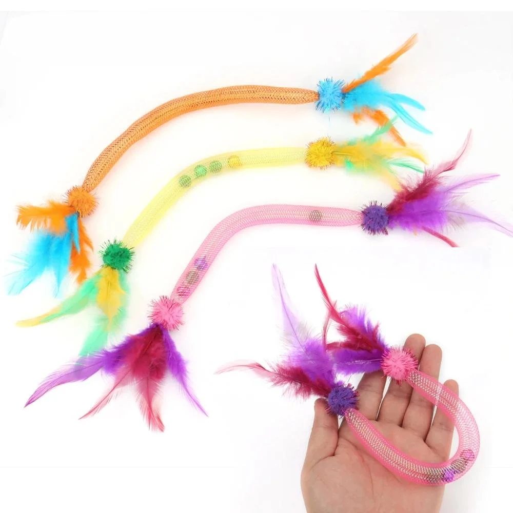 Interactive Feather & Plush Ball Cat Toy – Elastic Teasing Mint Ball Play Toy