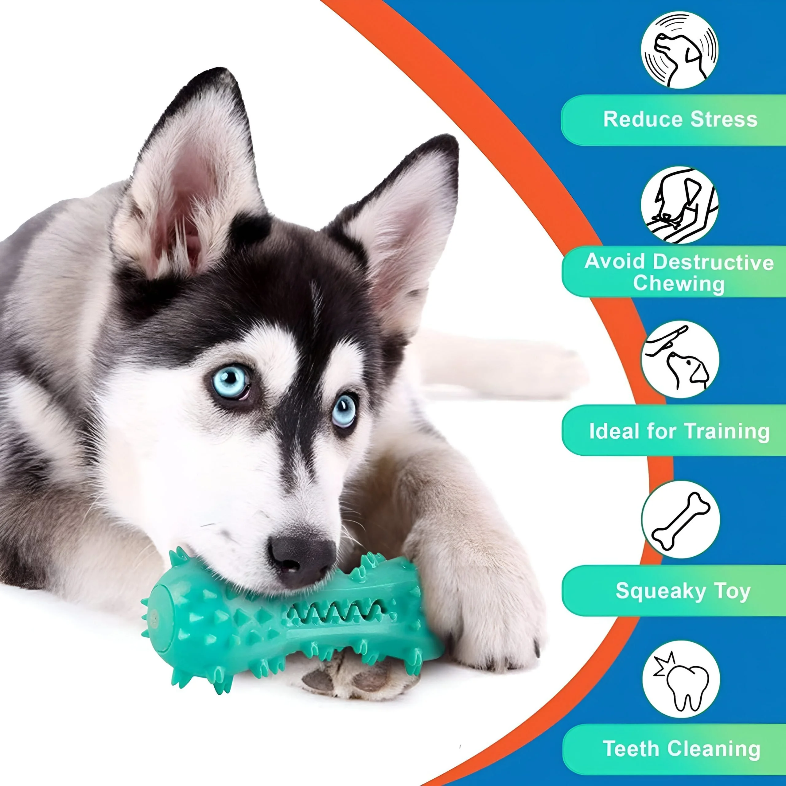 Elastic Soft Rubber Dog Chew Toy for Teeth Cleaning & Anxiety Relief