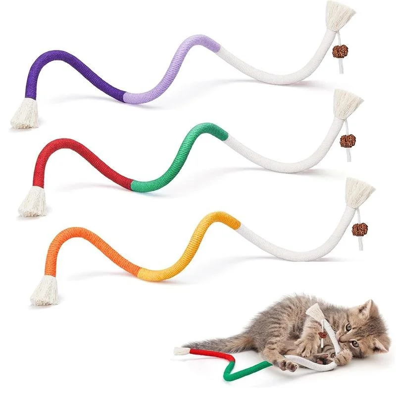 Natural Catnip Cat Bite Rope Toy for Dental Care - Refillable Interactive Kitten Chew Toy