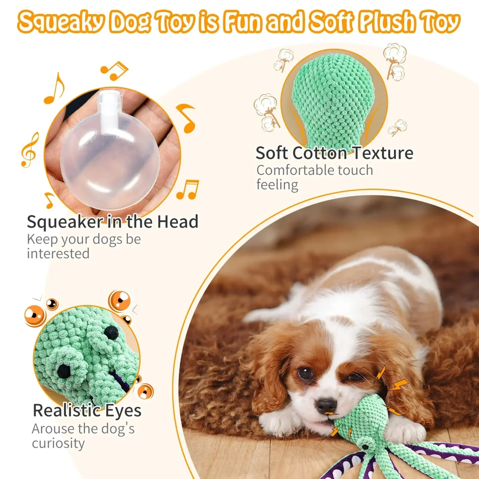 Interactive Plush Squeaky Octopus Shell Dog Chew Toy – Durable Teeth Cleaning Pet Toy