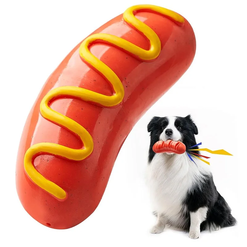 Hot Dog Sausage Teeth Grinding & Cleaning Toy for Dogs - Puppy Chewing Stick