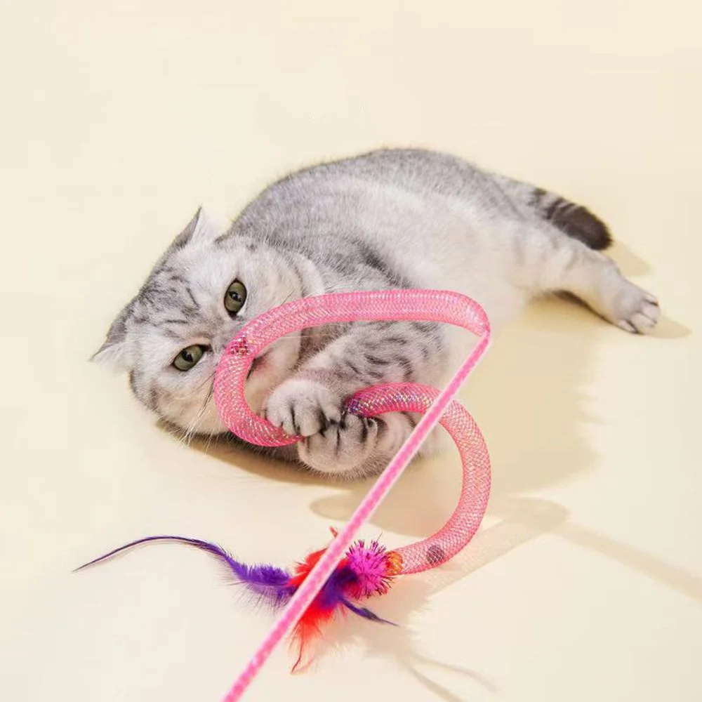 Interactive Cat Teaser Wand – Elastic Rope Snake Toy with Catnip & Bell