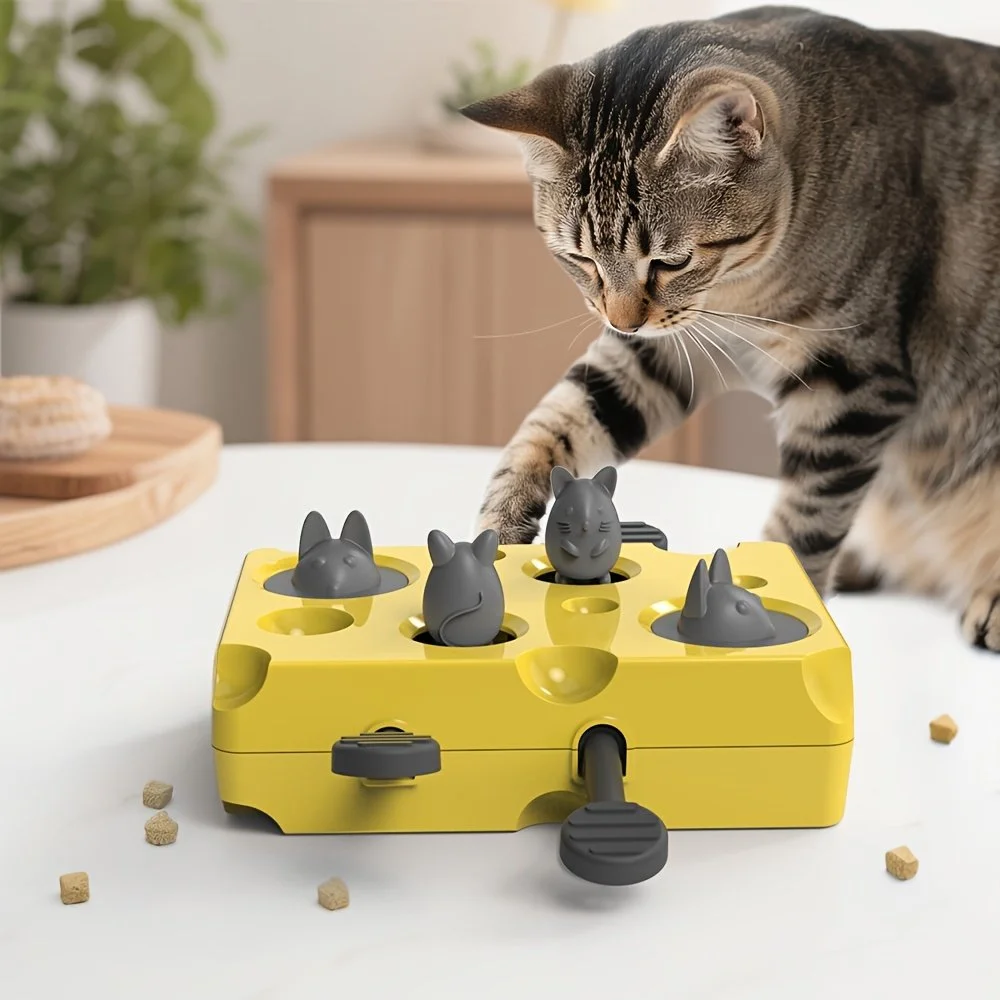 Interactive Cat Puzzle Feeder Toy with Mice Targets & Treat Dispenser