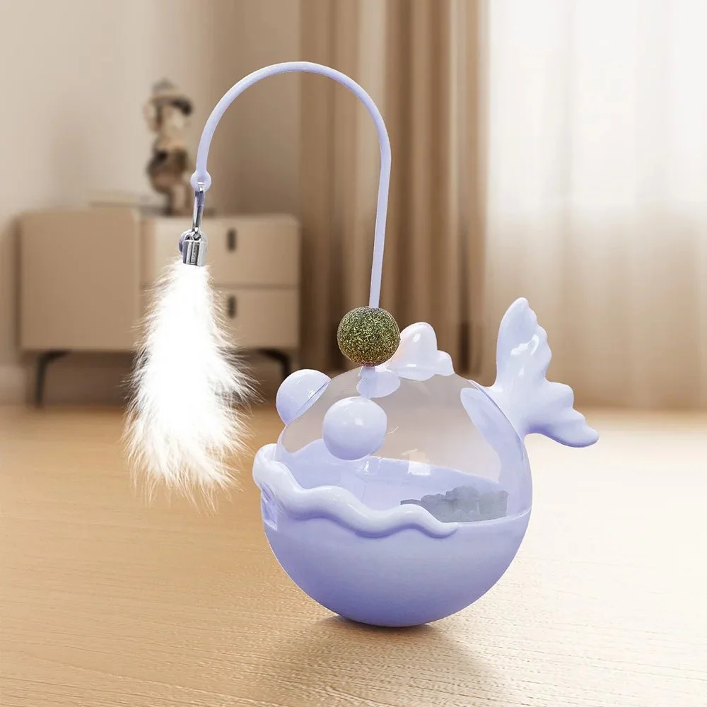 Interactive Cat Toy Set with Catnip, Teaser Wand & Food-Dispensing Anglerfish