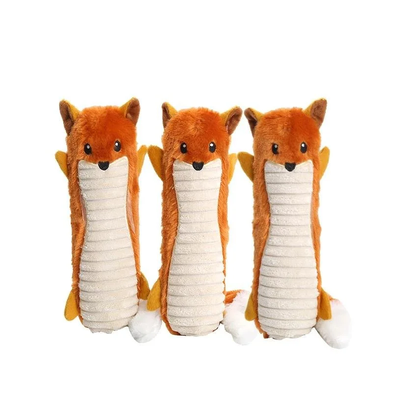 Plush Fox Dog Chew Toy with Squeaker