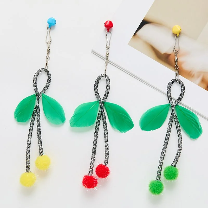 3pcs Interactive Elastic Mesh Cat Teaser Balls with Bells & Tassels