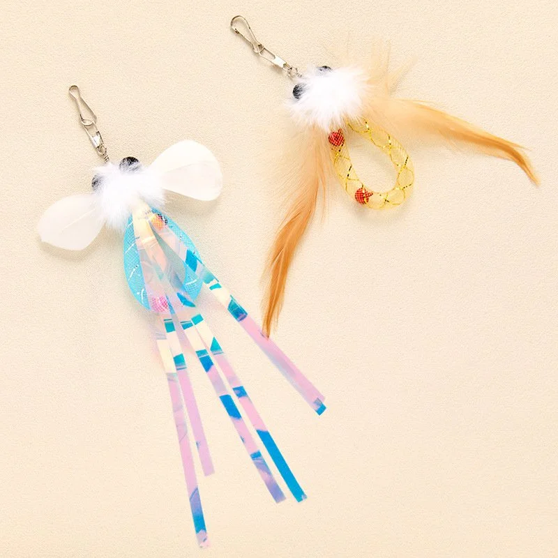 Fluffy Feather Cat Teaser Replacement Heads – 2pcs Plush Play Set