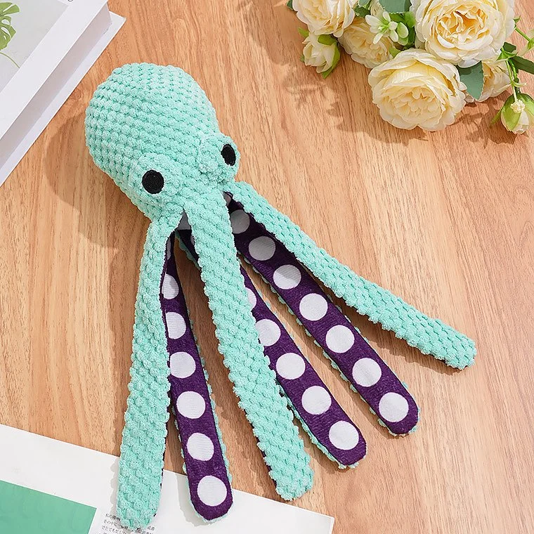 Interactive Plush Squeaky Octopus Dog Chew Toy – Bite-Resistant & Teeth Cleaning