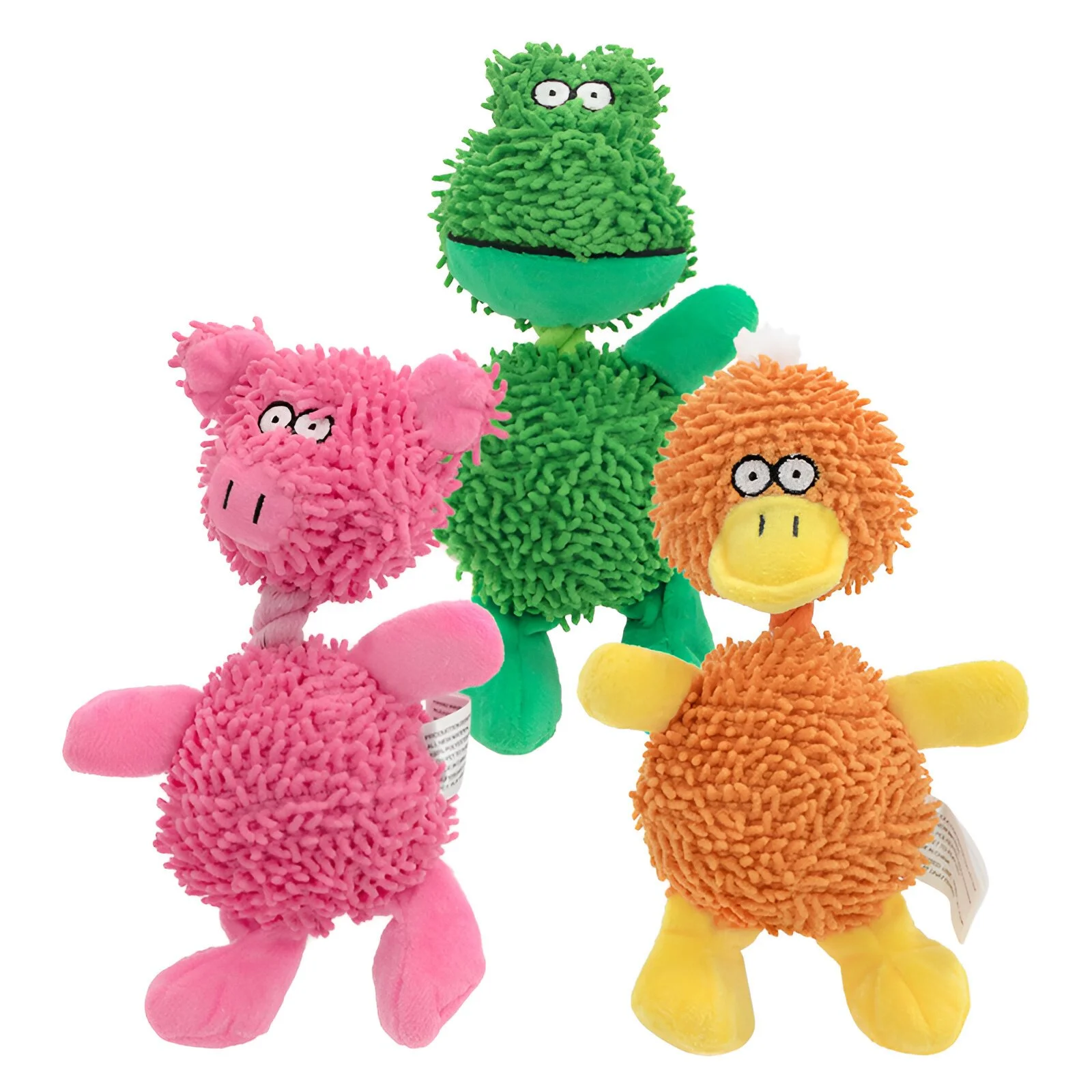 Plush Cartoon Frog & Duck Squeaky Dog Toy – Interactive Small Pet Playmate