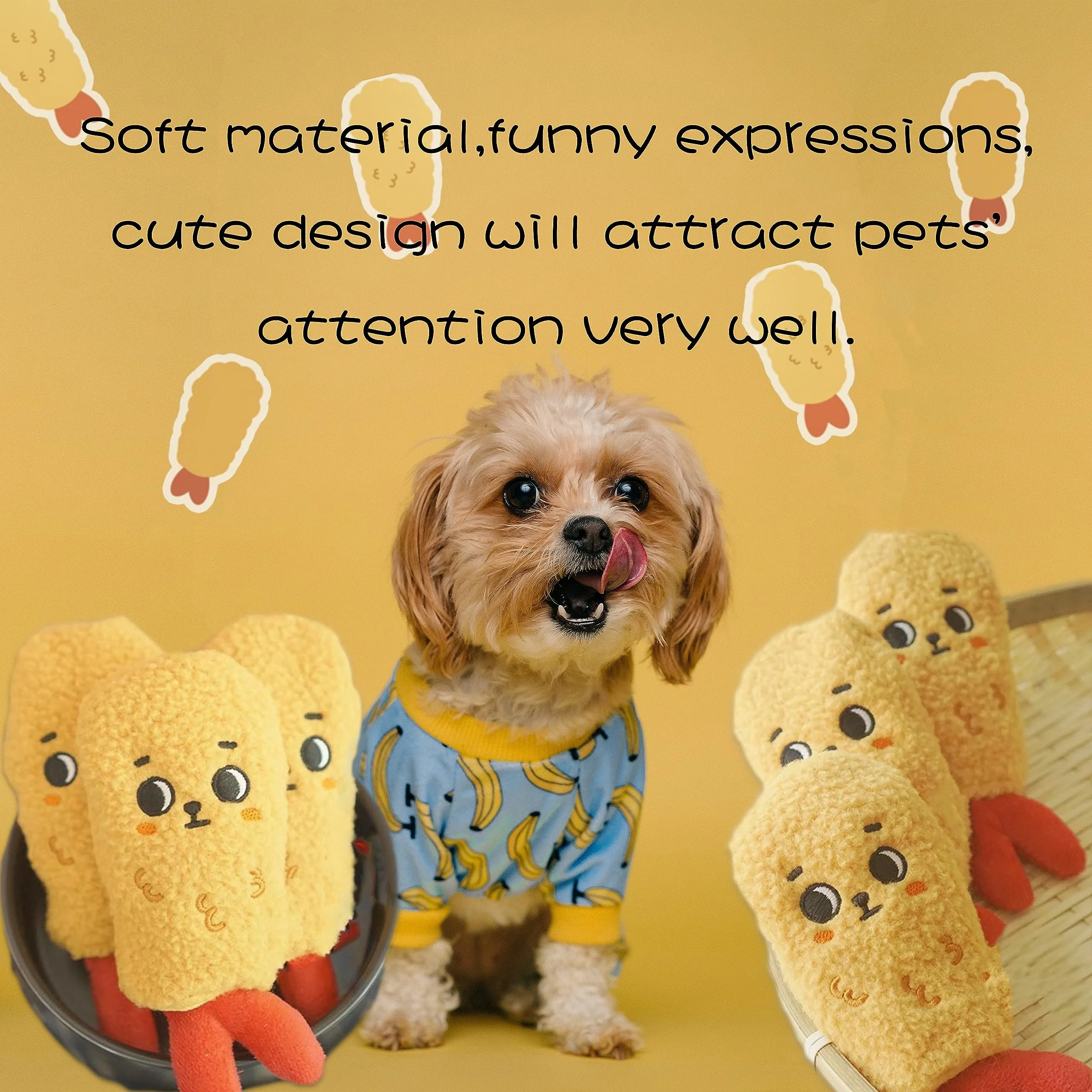 Cute Tempura Squeaky Plush Dog Toy
