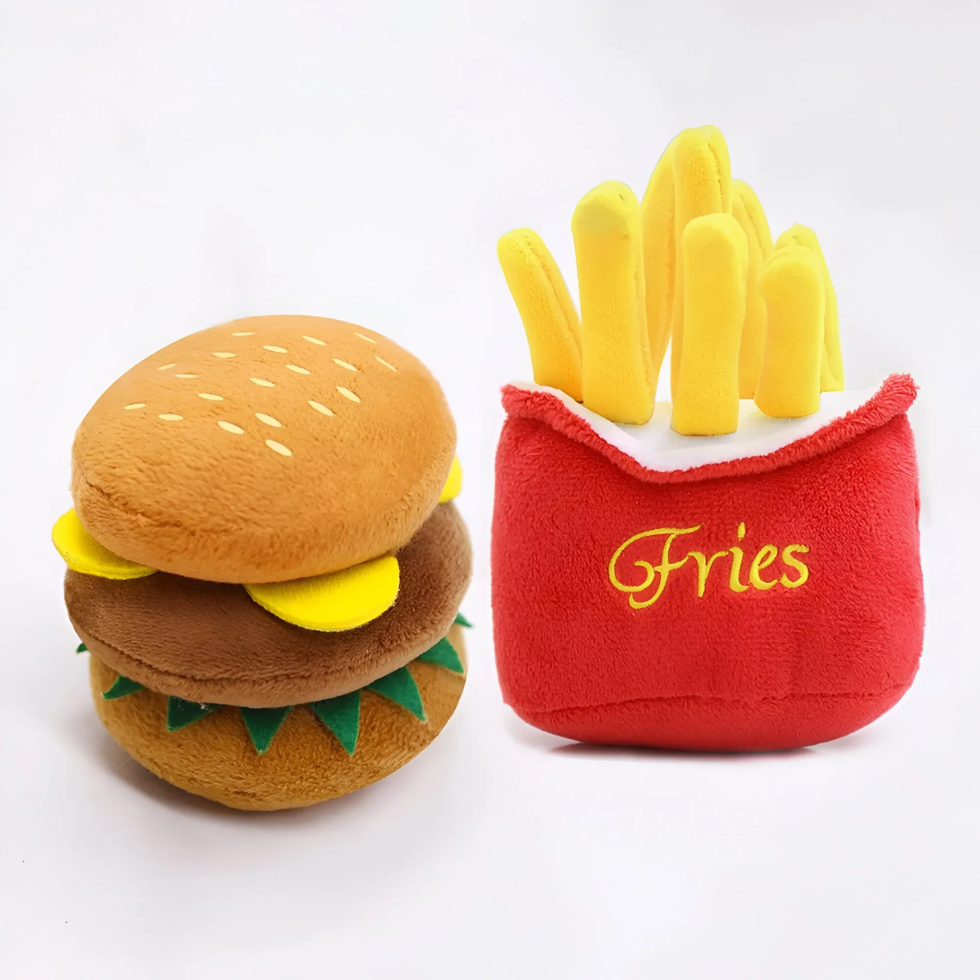 Funny Fries & Burger Squeaky Plush Dog Toy