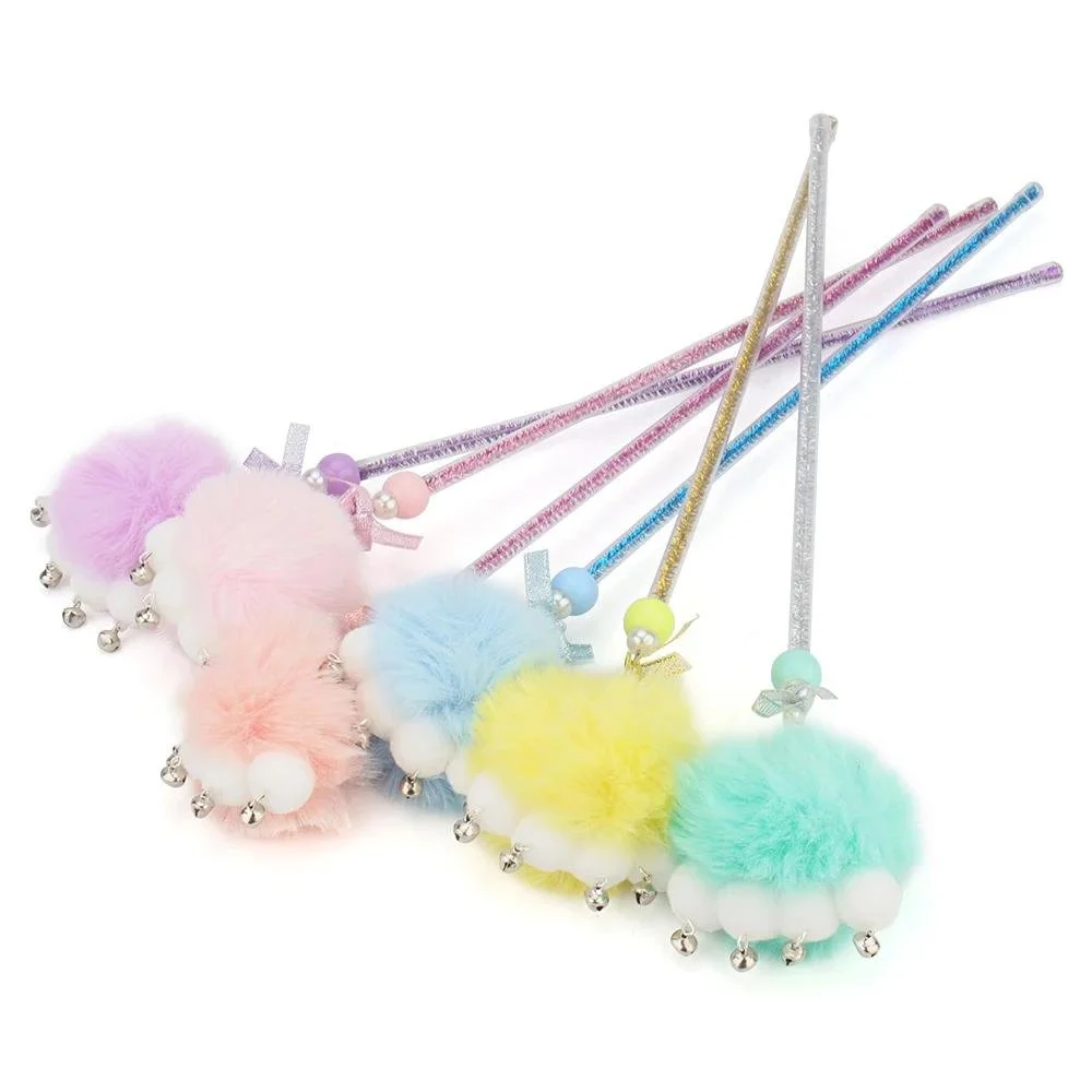 Colorful Paw Cat Teaser Wand Toy for Playful Kittens