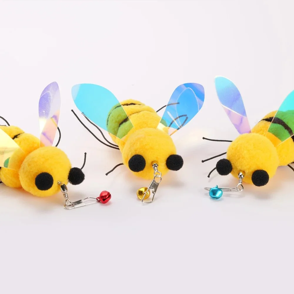5-Pack Yellow Bee Plush Cat Chew Toys with Bell – Soft & Fun Pet Play Set