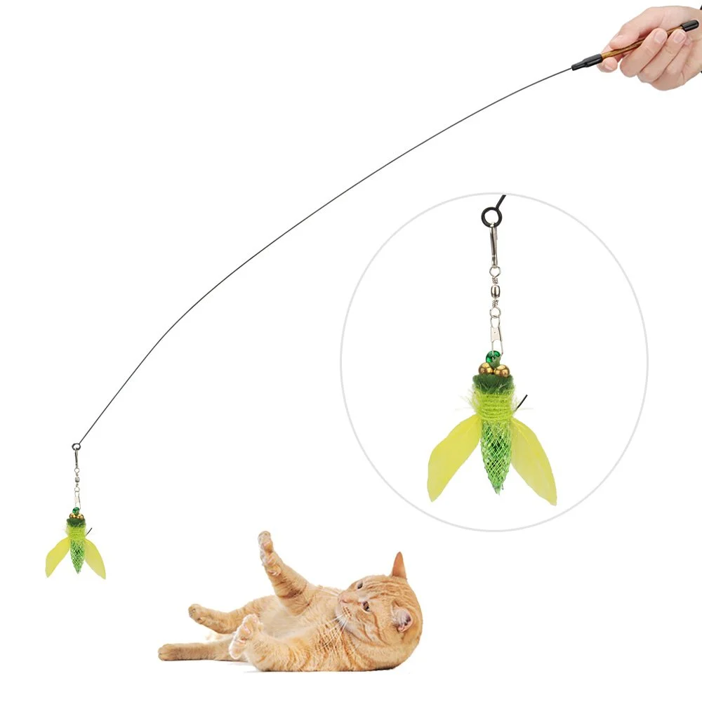 Colorful Goldfish & Insect Cat Teaser Toy Set with Feathers