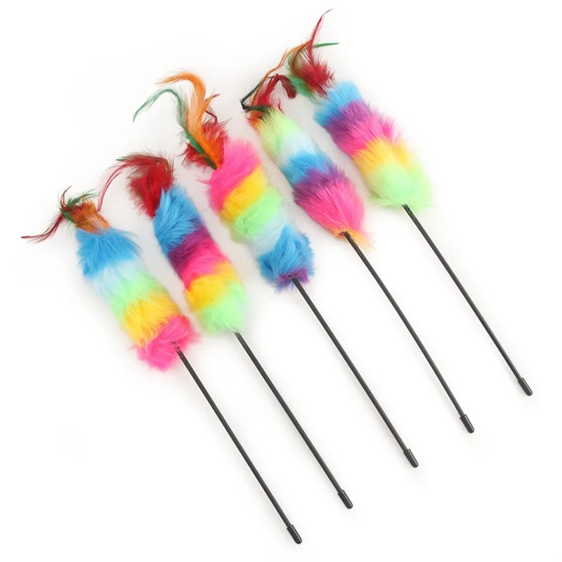 5pcs Feather Cat Teaser Stick for Kittens