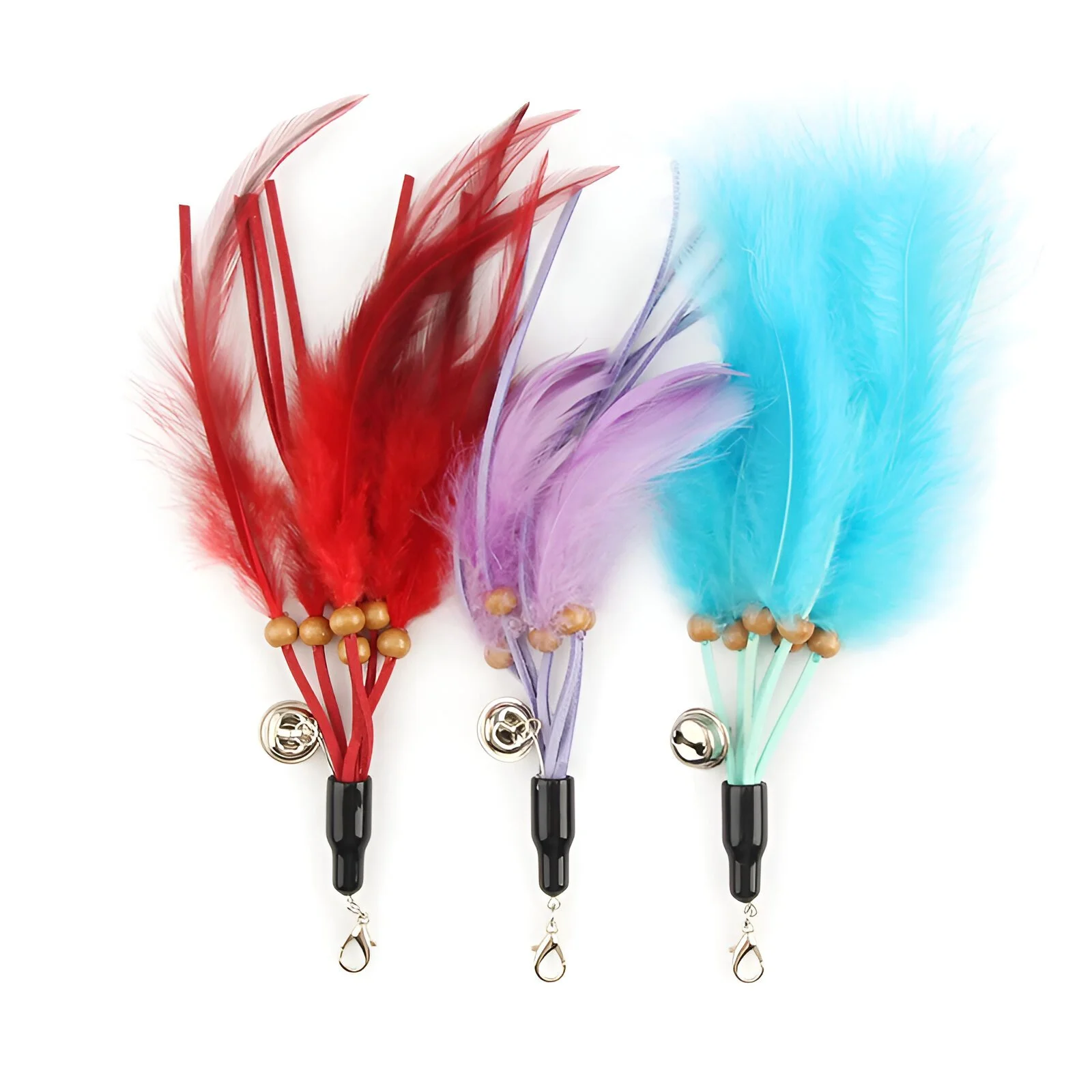 3pcs Colorful Feather Cat Toys - Fun DIY Replacement Cat Teasers